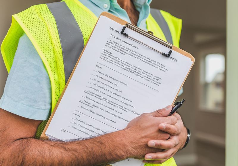Radon inspection checklist on a clipboard